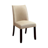 Benzara Cimma Contemporary Side Chair, Ivory & Espresso, Set Of 2 BM131291 Ivory Fabric Solid Wood Wood Veneer & Others BM131291