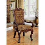 Benzara Medieve Traditional Arm Chair, Cherry Finish, Set Of 2 BM131293 Cherry Fabric Solid Wood Wood Veneer & Others BM131293