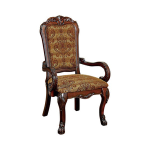 Benzara Medieve Traditional Arm Chair, Cherry Finish, Set Of 2 BM131293 Cherry Fabric Solid Wood Wood Veneer & Others BM131293