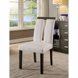 Benzara Luminar I Contemporary Side Chair In White, Gray Finish, Set Of 2 BM131298 Gray, White Wood Leather BM131298