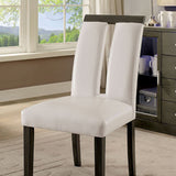 Benzara Luminar I Contemporary Side Chair In White, Gray Finish, Set Of 2 BM131298 Gray, White Wood Leather BM131298