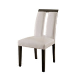 Benzara Luminar I Contemporary Side Chair In White, Gray Finish, Set Of 2 BM131298 Gray, White Wood Leather BM131298