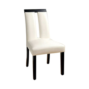 Benzara Luminar Contemporary Side Chair, Black Finish, Set Of 2 BM131300 white & Black Leatherette Solid Wood Wood Veneer & Others BM131300