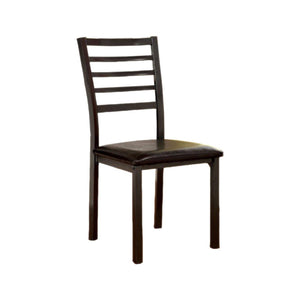 Benzara Leatherette Wooden Side Chair with Ladder Back, Set of 2, Brown BM131305 Brown Leatherette, Solid Wood and Veneer BM131305