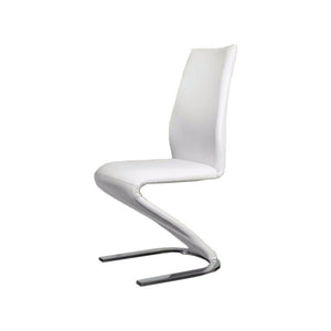 Benzara Midvale Contemporary Z-Shaped Side Chair, White, Set Of 2 BM131310 White/Chrome Lacquer Metal Solid Wood & Others BM131310