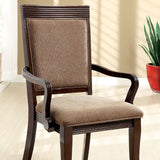 Benzara Woodmont Contemporary Arm Chair, Walnut Finish, Set Of 2 BM131311 Walnut Fabric Solid Wood Wood Veneer & Others BM131311