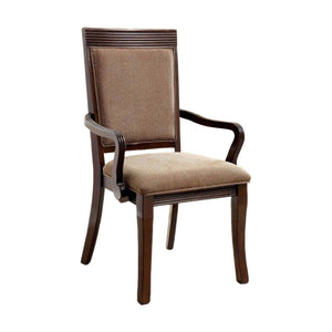Benzara Woodmont Contemporary Arm Chair, Walnut Finish, Set Of 2 BM131311 Walnut Fabric Solid Wood Wood Veneer & Others BM131311