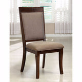 Benzara Woodmont Contemporary Side Chair, Walnut Finish, Set Of 2 BM131312 Walnut Fabric Solid Wood Wood Veneer & Others BM131312
