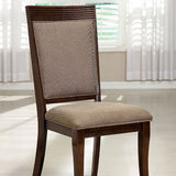 Benzara Woodmont Contemporary Side Chair, Walnut Finish, Set Of 2 BM131312 Walnut Fabric Solid Wood Wood Veneer & Others BM131312
