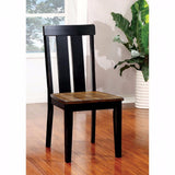 Benzara Alana Transitional Side Chair Withwood Seat, Set Of 2 BM131313 Antiqued Oak, Black Wood BM131313