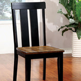 Benzara Alana Transitional Side Chair Withwood Seat, Set Of 2 BM131313 Antiqued Oak, Black Wood BM131313