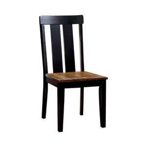 Benzara Alana Transitional Side Chair Withwood Seat, Set Of 2 BM131313 Antiqued Oak, Black Wood BM131313