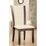 Benzara Manhattan I Side Chair With White Pu, Gray, Set Of 2 BM131320 Gray, Ivory Leatherette Solid Wood Wood Veneer & Others BM131320