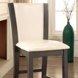 Benzara Manhattan I Side Chair With White Pu, Gray, Set Of 2 BM131320 Gray, Ivory Leatherette Solid Wood Wood Veneer & Others BM131320