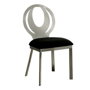 Benzara Orla Contemporary Side Chair With Black Microfabric Seat, Set Of 2 BM131326 Silver, Black Microfiber Stainless Steel BM131326