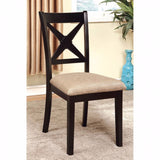 Benzara Liberta Transitional Side Chair, Fabric With Black Finish, Set Of 2 BM131333  Black Fabric Solid Wood Wood Veneer & Others BM131333