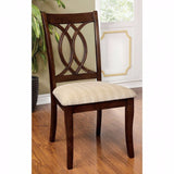 Benzara Carlisle Transitional Side Chair, Brown Cherry Finish, Set Of 2 BM131334 Brown Cherry Fabric Solid Wood Wood Veneer & Others BM131334
