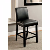 Benzara Grandstone II Counter Height Chair With Black Finish, Set Of 2 BM131335 Black Leatherette Solid Wood Wood Veneer & Others BM131335