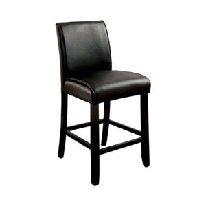 Benzara Grandstone II Counter Height Chair With Black Finish, Set Of 2 BM131335 Black Leatherette Solid Wood Wood Veneer & Others BM131335