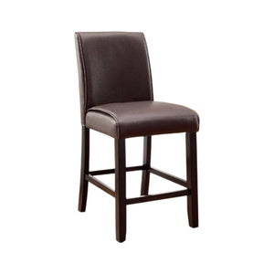 Benzara Gladstone II Counter Height Chair, Dark Walnut Finish, Set Of 2 BM131337 Dark Walnut Leatherette Solid Wood Wood Veneer & Others BM131337