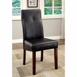 Benzara Bonneville I Contemporary Side Chair With Black Pu, Set Of 2 BM131340 Brown Cherry, Black Leatherette Solid Wood Wood Veneer & Others BM131340