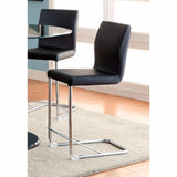 Benzara Lodia II Contemporary Counter Height Chair With Black Pu, Set Of 2 BM131341 Black Chrome Leatherette BM131341