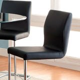 Benzara Lodia II Contemporary Counter Height Chair With Black Pu, Set Of 2 BM131341 Black Chrome Leatherette BM131341