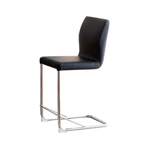 Benzara Lodia II Contemporary Counter Height Chair With Black Pu, Set Of 2 BM131341 Black Chrome Leatherette BM131341