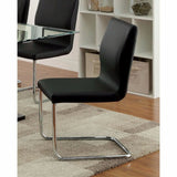 Benzara Lodia I Contemporary Side Chair With Black Pu, Set Of 2 BM131342 Black Chrome Leatherette BM131342