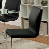 Benzara Lodia I Contemporary Side Chair With Black Pu, Set Of 2 BM131342 Black Chrome Leatherette BM131342