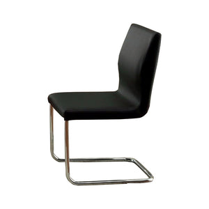 Benzara Lodia I Contemporary Side Chair With Black Pu, Set Of 2 BM131342 Black Chrome Leatherette BM131342