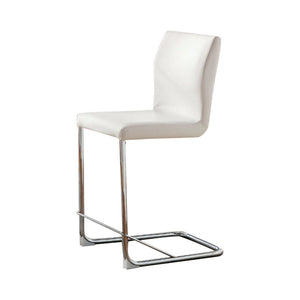 Benzara Lodia II Contemporary Counter Height Chair Withwhite Pu, Set Of 2 BM131343 White Chrome Leatherette BM131343