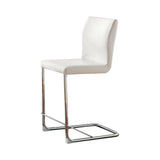 Lodia II Contemporary Counter Height Chair Withwhite Pu, Set Of 2