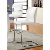 Benzara Lodia II Contemporary Counter Height Chair Withwhite Pu, Set Of 2 BM131343 White Chrome Leatherette BM131343