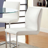 Benzara Lodia II Contemporary Counter Height Chair Withwhite Pu, Set Of 2 BM131343 White Chrome Leatherette BM131343