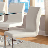 Benzara Lodia I Contemporary Side Chair Withwhite Pu, Set Of 2 BM131344 White Chrome Leatherette BM131344