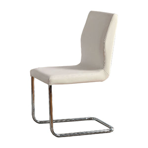 Benzara Lodia I Contemporary Side Chair Withwhite Pu, Set Of 2 BM131344 White Chrome Leatherette BM131344