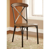 Benzara Crosby Industrial Side Chair, Brown, Set Of 2 BM131346 Brown Wood BM131346