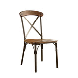 Benzara Crosby Industrial Side Chair, Brown, Set Of 2 BM131346 Brown Wood BM131346