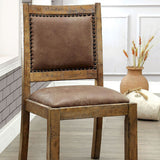 Benzara Gianna Cottage Side Chair With Fabric, Rustic Pine, Set Of Two BM131348 Rustic Pine Leatherette Solid Wood Wood Veneer & Others BM131348