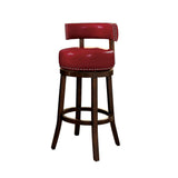 Benzara Shirley Contemporary 24" Barstool Withpu Cushion, Red Finish, Set Of 2 BM131353 Dark Oak, Red Wood BM131353