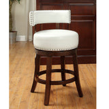 Benzara Shirley Contemporary 24" Barstool Withpu Cushion, White Finish BM131354 Dark Oak, White Wood BM131354