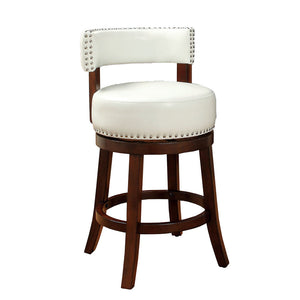 Benzara Shirley Contemporary 24" Barstool Withpu Cushion, White Finish BM131354 Dark Oak, White Wood BM131354