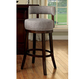 Benzara Lynsey 24"Barstool Withlinen Cushion, Light Gray Finish, Set Of 2 BM131357 Dark Oak, Light Gray Wood BM131357