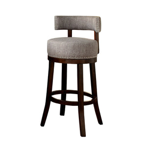 Benzara Lynsey 24"Barstool Withlinen Cushion, Light Gray Finish, Set Of 2 BM131357 Dark Oak, Light Gray Wood BM131357