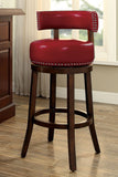 Benzara Shirley 29" Barstool Withpu Cushion, Red Finish, Set Of 2 BM131360 Dark Oak, Red Wood BM131360