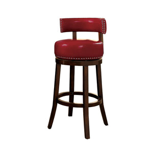 Benzara Shirley 29" Barstool Withpu Cushion, Red Finish, Set Of 2 BM131360 Dark Oak, Red Wood BM131360