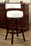 Benzara Shirley 29" Barstool Withpu Cushion, White Finish, Set Of 2 BM131361 Dark Oak, White Wood BM131361