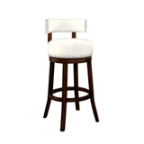 Benzara Shirley 29" Barstool Withpu Cushion, White Finish, Set Of 2 BM131361 Dark Oak, White Wood BM131361