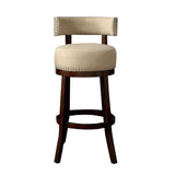 Benzara Lynsey 29"Barstool Withlinen Cushion, Beige Finish, Set Of 2 BM131362 Dark Oak, Beige Wood BM131362